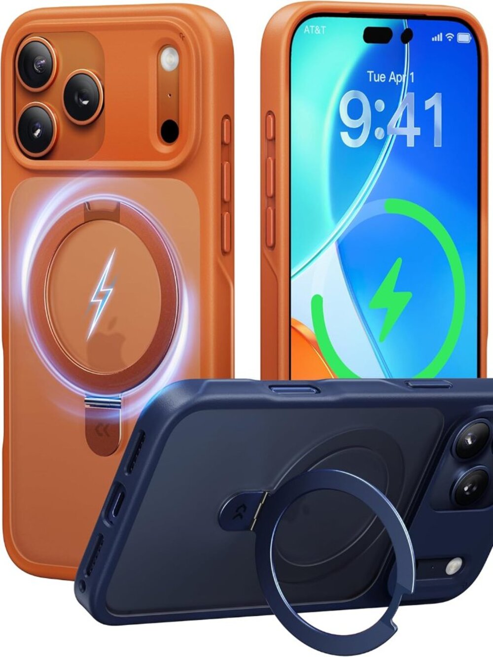 CASEKOO iPhone 17 Pro Case Ultra Magnetic Stand MagSafe Shockproof Orange